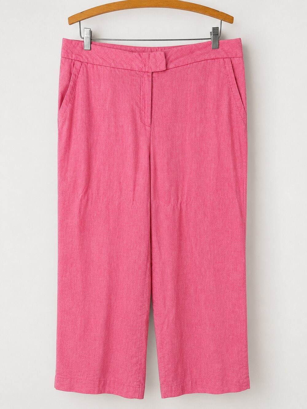 Soft Surroundings Size 14 Coral Pink Linen Cotton Blend Cropped Pants Stretch